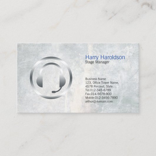 Stage Manager Vet Hoofdtelefoon Pictogram Visiteka Visitekaartje (Voorkant)