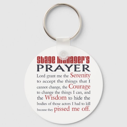 Stage Manager's gebedje Sleutelhanger (Voorkant)