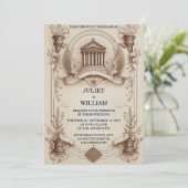 Stage Papyrus Retro Vellum Overlay Bruiloft Kaart (Staand voorkant)