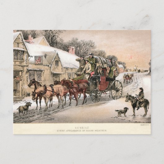 Stagecoach bij Sunrise buiten de Inn Briefkaart (Voorkant)