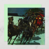 STAGECOACH WESTERNE CHRISTMAS TREE ARTIJ INVITATIE KAART (Voorkant / Achterkant)