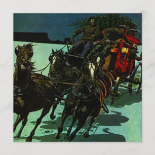 STAGECOACH WESTERNE CHRISTMAS TREE ARTIJ INVITATIE KAART