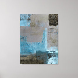 'Staged' Blauwgroen en Bruin Abstract Art Canvas P