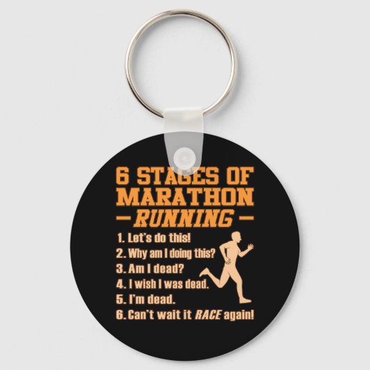 Stages Of Marathon Running Sarcastic Runner Graphi Sleutelhanger (Voorkant)