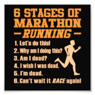 Stages van Marathon met Sarcastische Runner Graphi Foto Afdruk