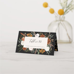 Stagrustige botanische bruiloft terracotta floral plaatskaartje