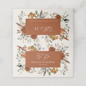 Stagrustige botanische bruiloft terracotta floral plaatskaartje (Buitenkant ongevouwen)