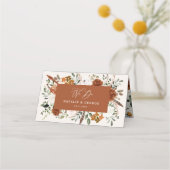 Stagrustige botanische bruiloft terracotta floral plaatskaartje (Voorkant)