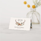 Stagrustige botanische bruiloft terracotta floral plaatskaartje (Voorkant)