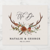 Stagrustige botanische bruiloft terracotta floral sparkling wijnetiket (Enkel label)