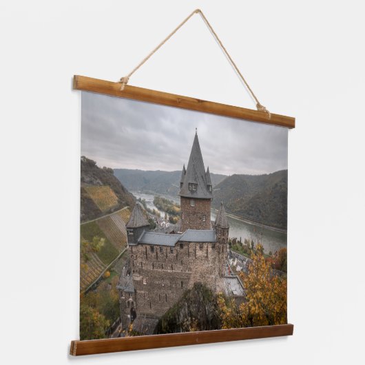Stahleck Castle Bacharach Duitsland Hangend Wandkleed (Gebogen)