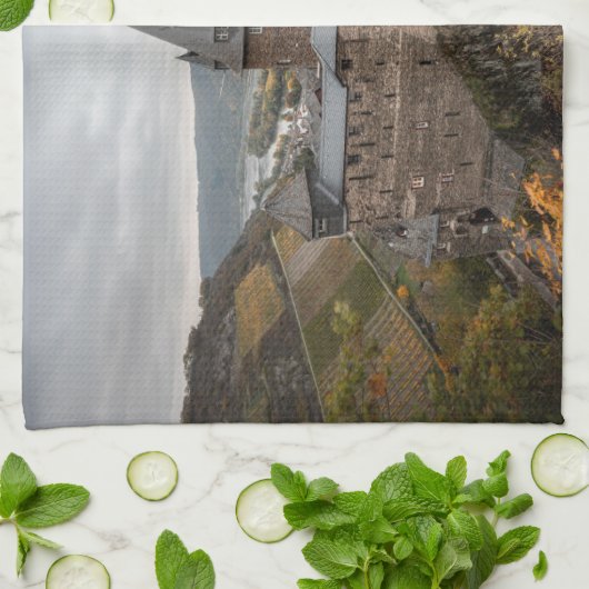 Stahleck Castle Bacharach Duitsland Theedoek (Gevouwen)