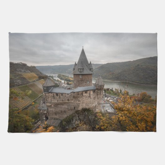 Stahleck Castle Bacharach Duitsland Theedoek (Horizontaal)