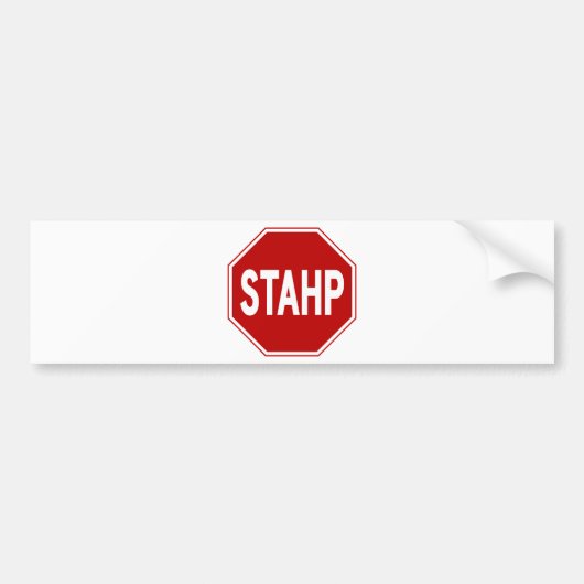 STAHP! Bordjee Bumpersticker (Voorkant)