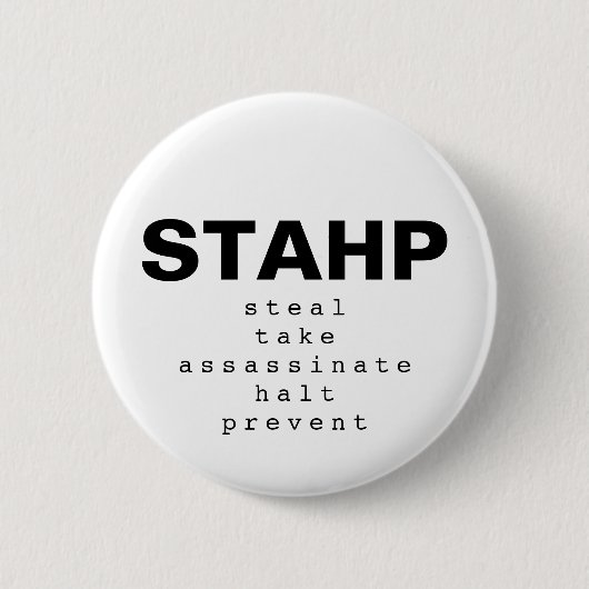 STAHP-knop Ronde Button 5,7 Cm (Voorkant)