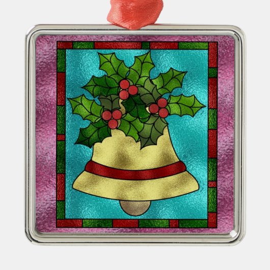 Stain Glass Bells design kerstboomstructuur Orname Metalen Ornament (Voorkant)