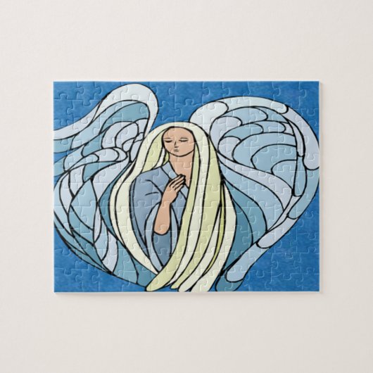 Stain Glass Blue Angel Legpuzzel (Horizontaal)