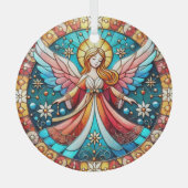 Stain Glass Christmas Angel Glas Ornament (Voorkant)