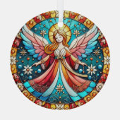 Stain Glass Christmas Angel Glas Ornament (Achterkant)