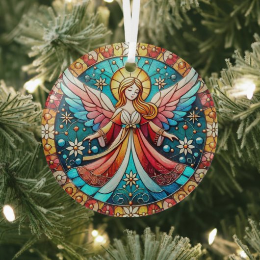 Stain Glass Christmas Angel Glas Ornament (Insitu)