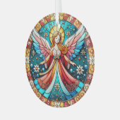 Stain Glass Christmas Angel Glas Ornament (Voorkant links)