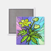 Stain Glass Daisy Magnet (Voorkant / Achterkant)