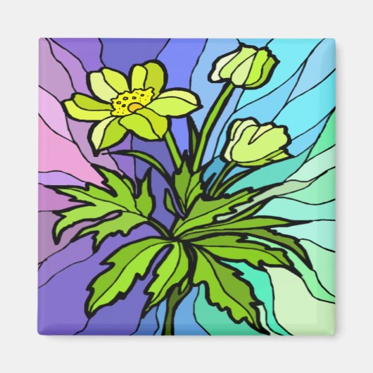 Stain Glass Daisy Magnet (Voorkant)