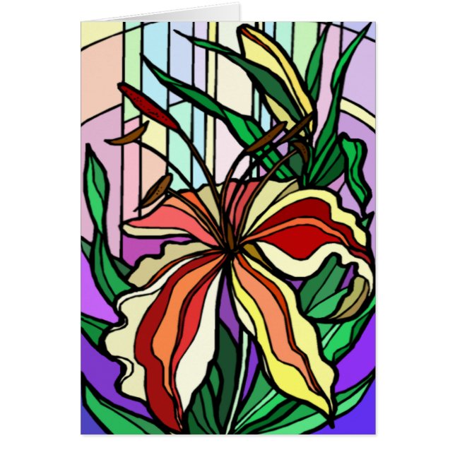 Stain Glass Lily Kaart (Voorkant)