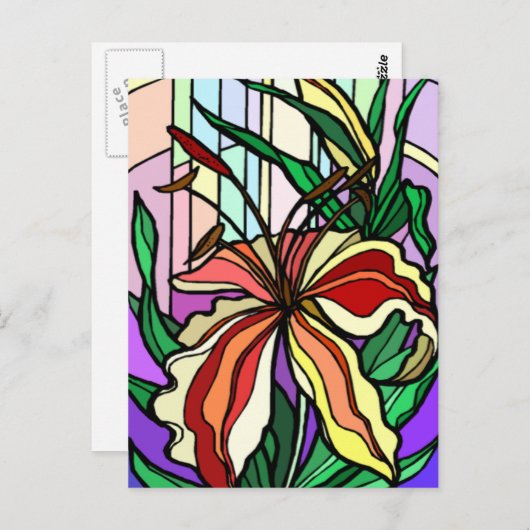 Stain Glass Lily Post Kaart (Voorkant / Achterkant)