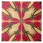 Stain Glass look Art Nouveau Pink Floral Pattern Tegeltje (Voorkant)