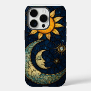 Stain Glass Mystical Tarot Design Sun Moon Stars iPhone 16 Pro Hoesje