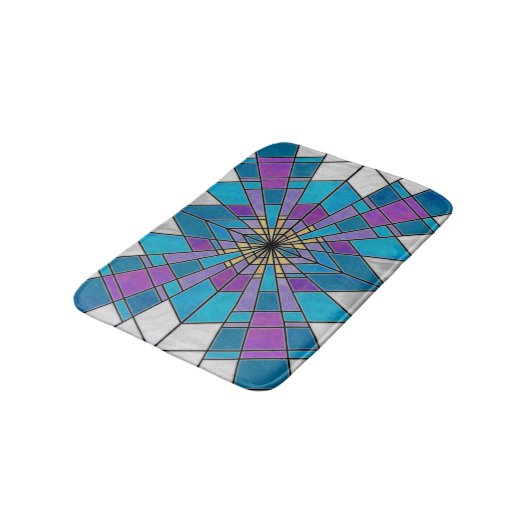 Stain Glass Ray Blue en Paars Badmat (Gekanteld)