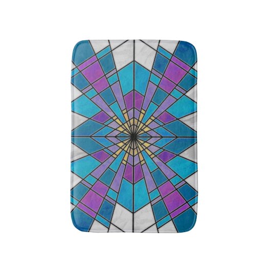 Stain Glass Ray Blue en Paars Badmat (Voorkant Verticaal)