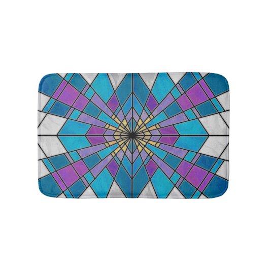 Stain Glass Ray Blue en Paars Badmat (Voorkant)