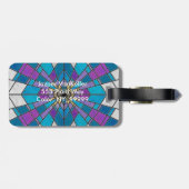 Stain Glass Ray Blue en Paars Bagagelabel (Achterkant horizontaal)