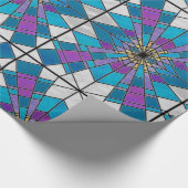 Stain Glass Ray Blue en Paars Cadeaupapier (Hoek)