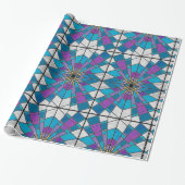 Stain Glass Ray Blue en Paars Cadeaupapier (Uitgerold)