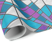 Stain Glass Ray Blue en Paars Cadeaupapier (Rol Hoek)