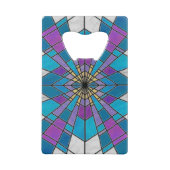 Stain Glass Ray Blue en Paars Creditkaart Flessenopener (Achterkant)