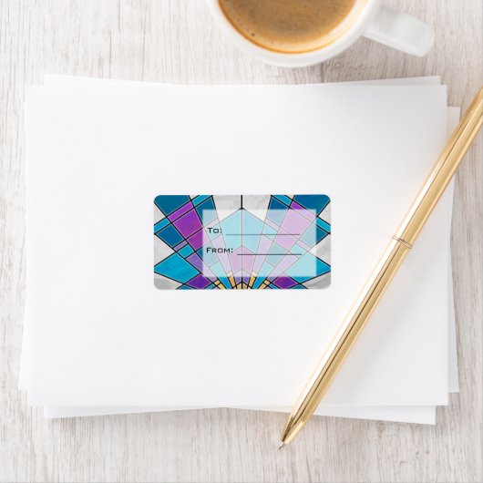 Stain Glass Ray Blue en Paars Etiket (Insitu)