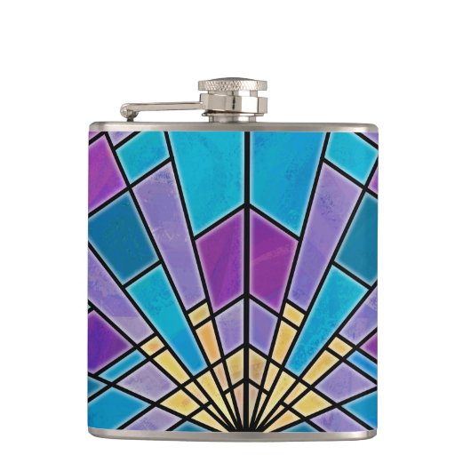 Stain Glass Ray Blue en Paars Heupfles (Voorkant)