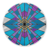 Stain Glass Ray Blue en Paars Keramische Knop (Voorkant)