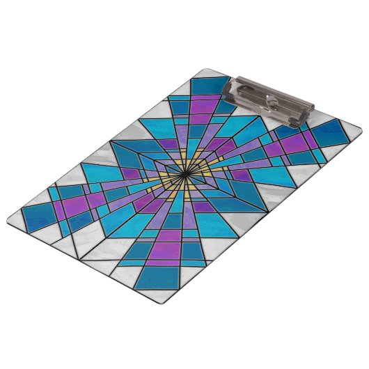 Stain Glass Ray Blue en Paars Klembord (Gekanteld)