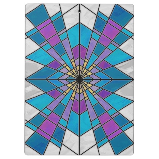 Stain Glass Ray Blue en Paars Klembord (Achterkant)