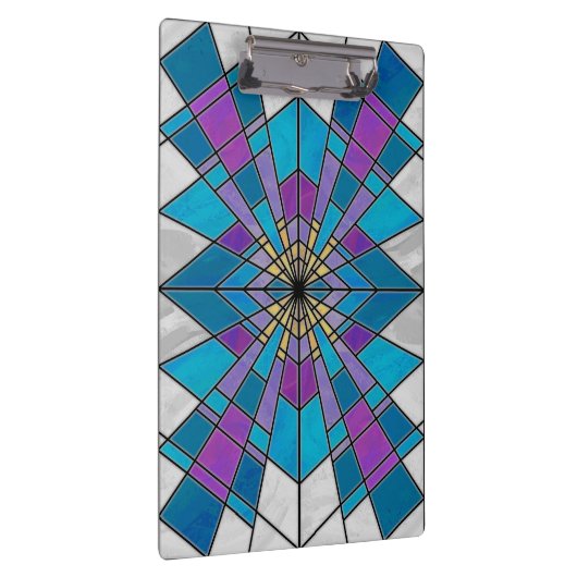 Stain Glass Ray Blue en Paars Klembord (Rechts)