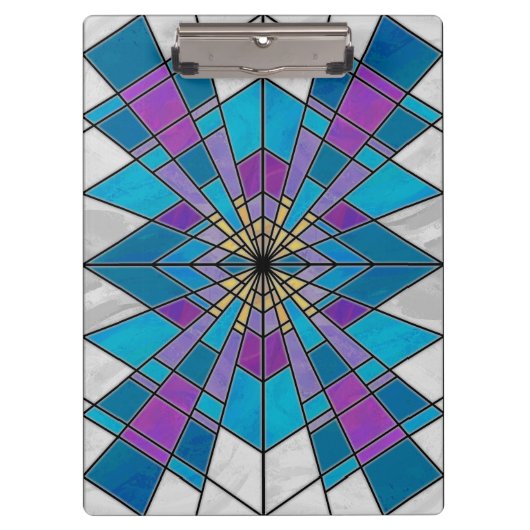 Stain Glass Ray Blue en Paars Klembord (Voorkant)