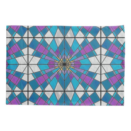 Stain Glass Ray Blue en Paars Kussensloop (Achterkant)