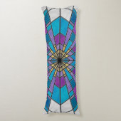 Stain Glass Ray Blue en Paars Lichaamskussen (Voorkant Verticaal)