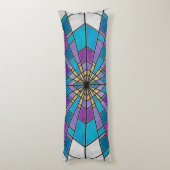Stain Glass Ray Blue en Paars Lichaamskussen (Achterkant (Verticaal))