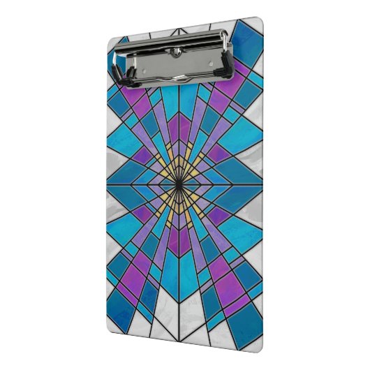 Stain Glass Ray Blue en Paars Mini Klembord (Angled2)